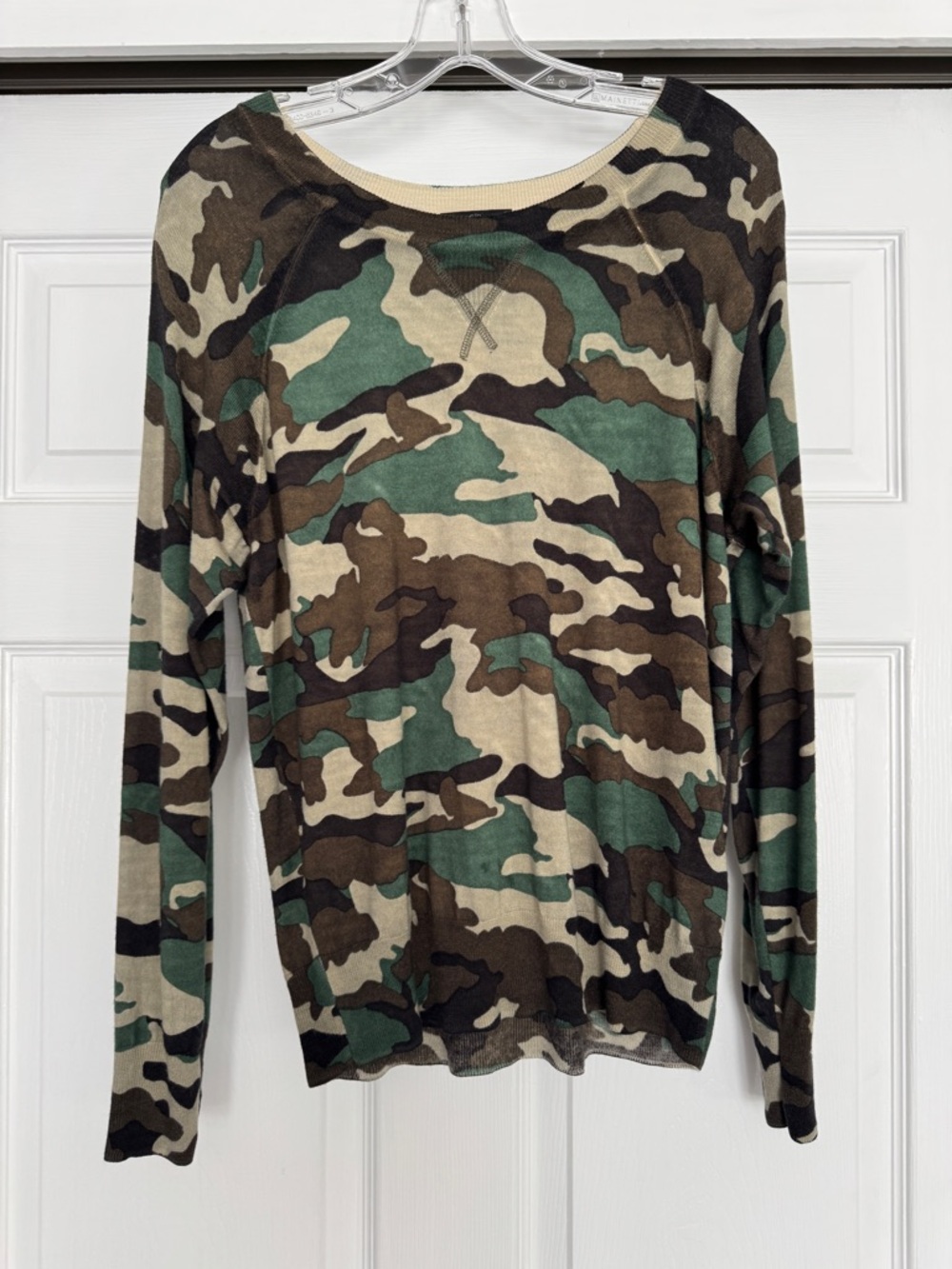 J.CREW | Women's MEDIUM camo 100% merino wool crewneck sweater STYLE# AC395